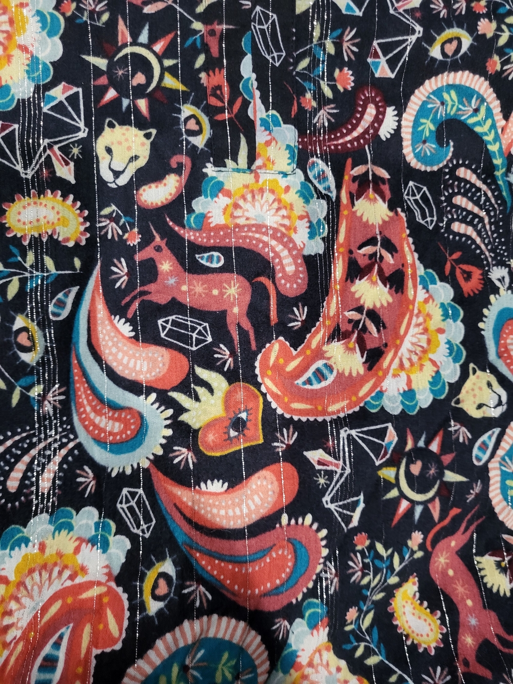 LOFT Navy Paisley Tie-Neck Blouse with Mystic Fantasy Motifs - Picture 4 of 10
